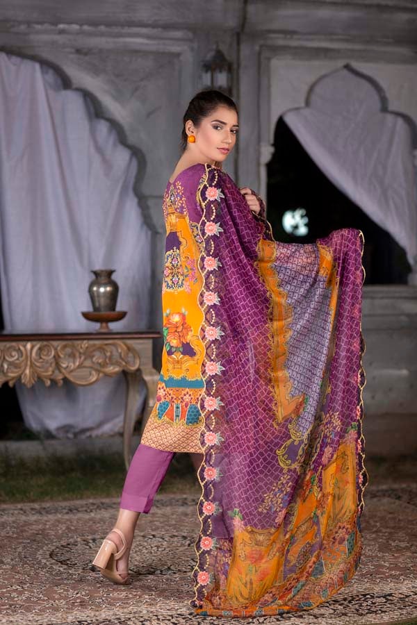 Royal Heath Digital Printed & Embroidered Karandi 3PC