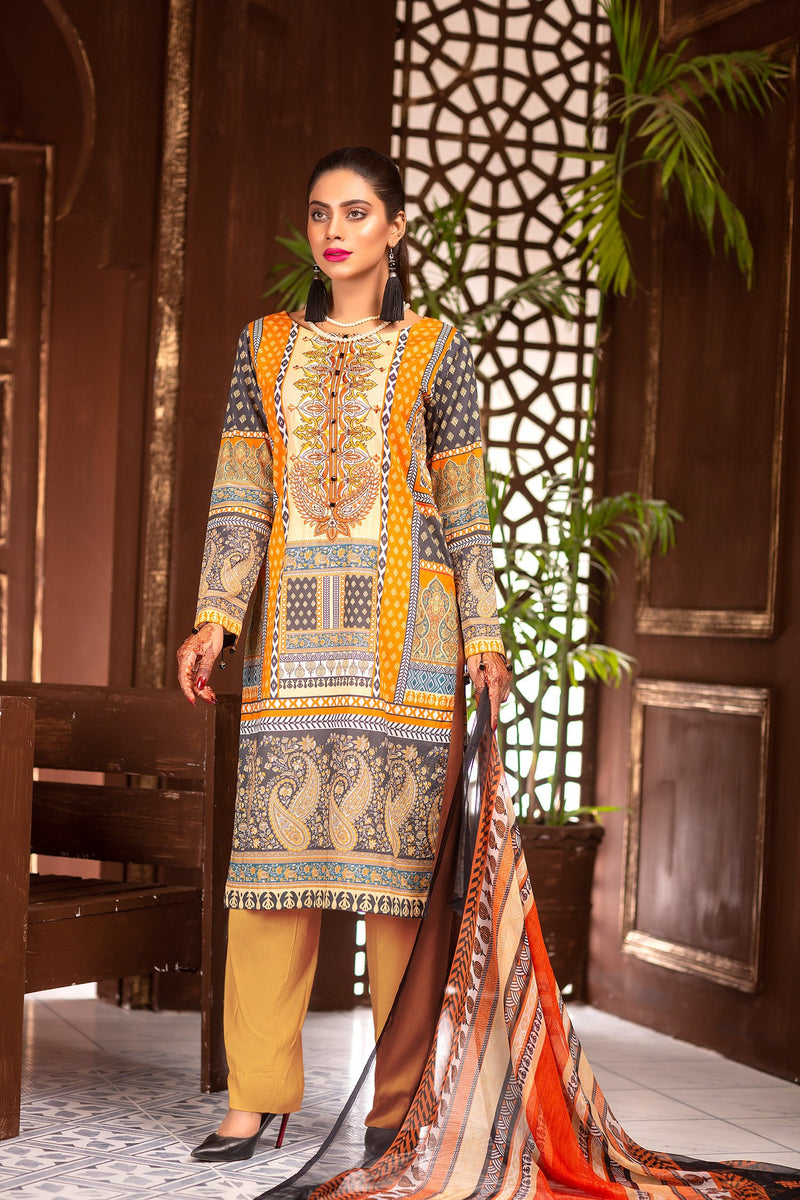 Sangria  - Digital Printed & Embroidered Lawn Unstitch