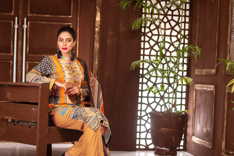 Sangria  - Digital Printed & Embroidered Lawn Unstitch