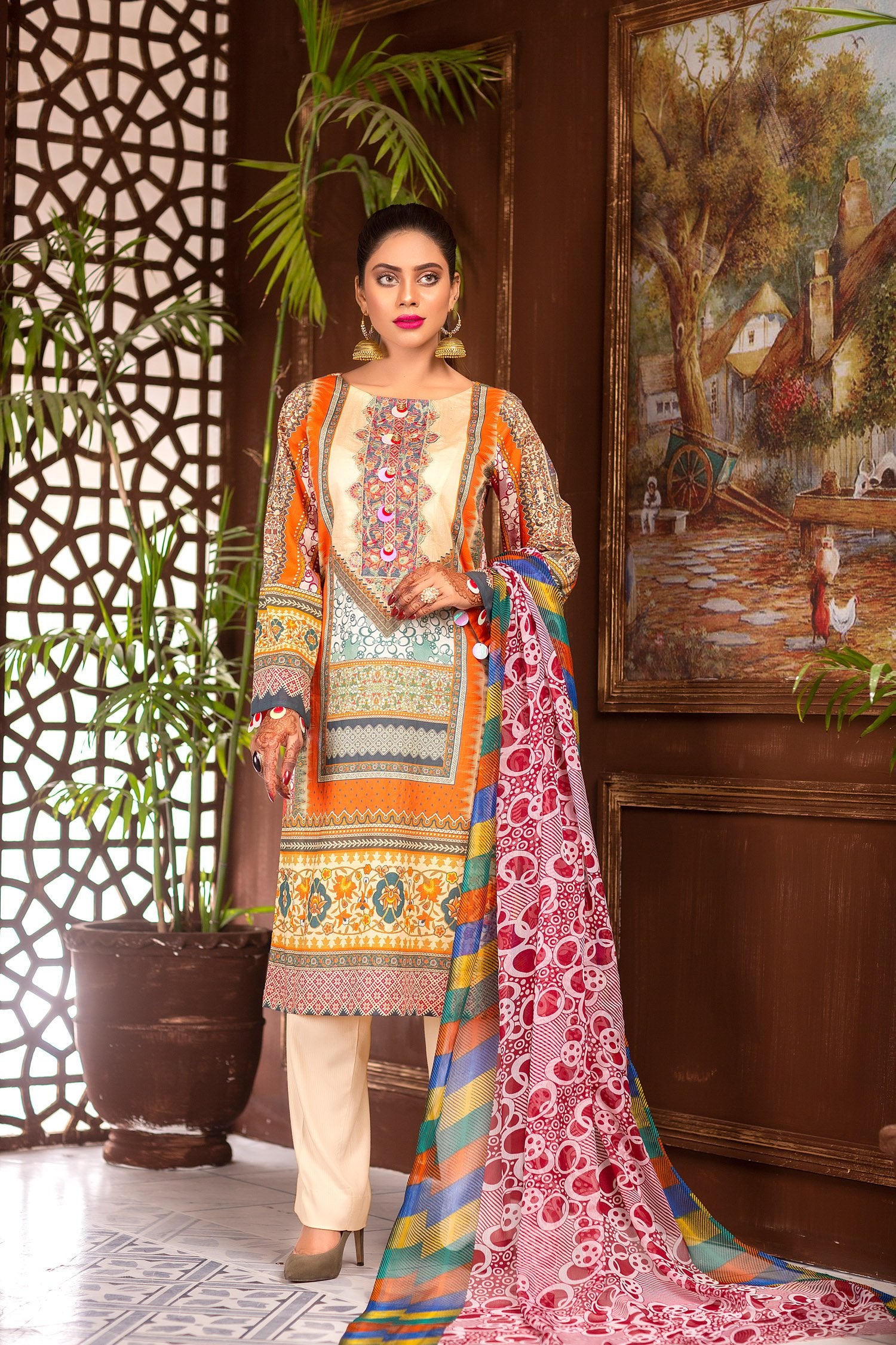 Silk Swin - Digital Printed & Embroidered Lawn Unstitch