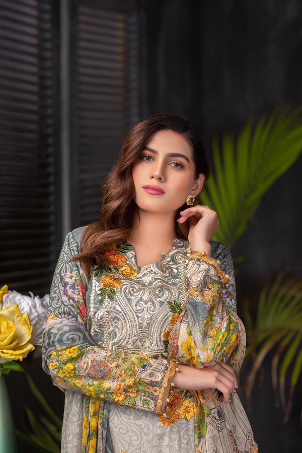 ASH – DIGITAL EMBROIDERED LAWN (UNSTITCH)