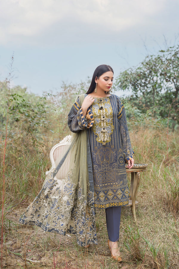 Aurin - Digital Embroidered Swiss Voil 3PC