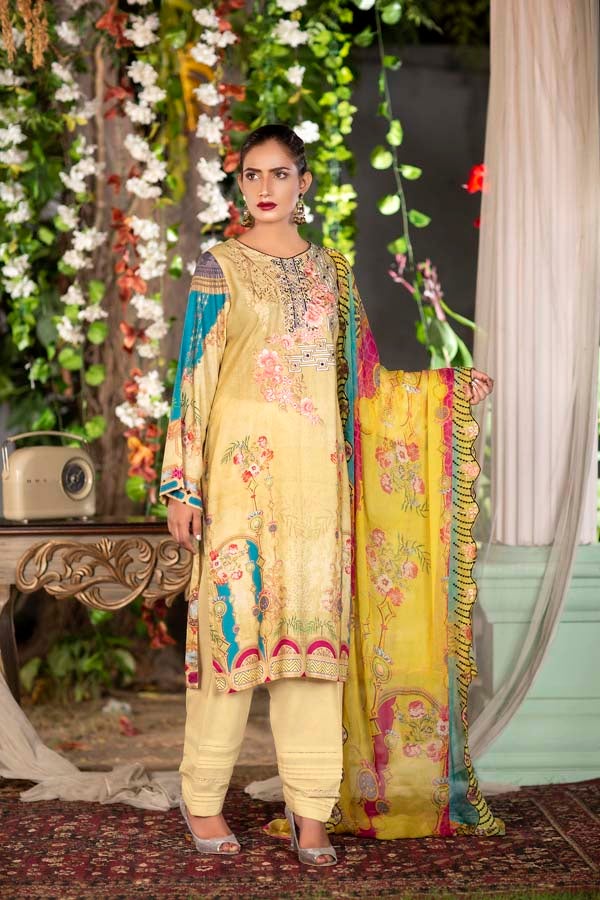 Alyssa  - Digital Printed & Embroidered Linen 3PC