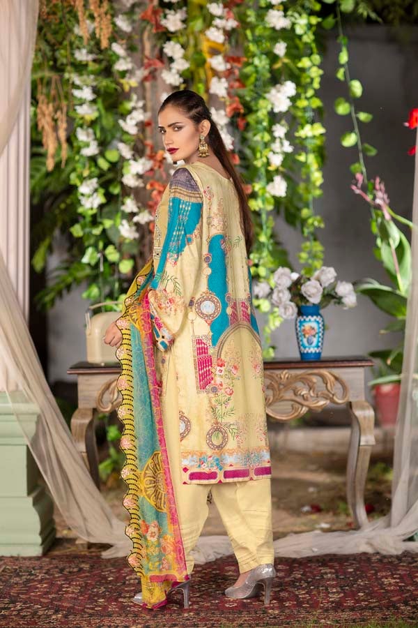 Alyssa  - Digital Printed & Embroidered Linen 3PC
