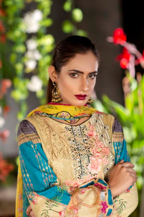 Alyssa  - Digital Printed & Embroidered Linen 3PC