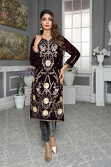 Chrysan - Embroidered Velvet Unstitch Kurti
