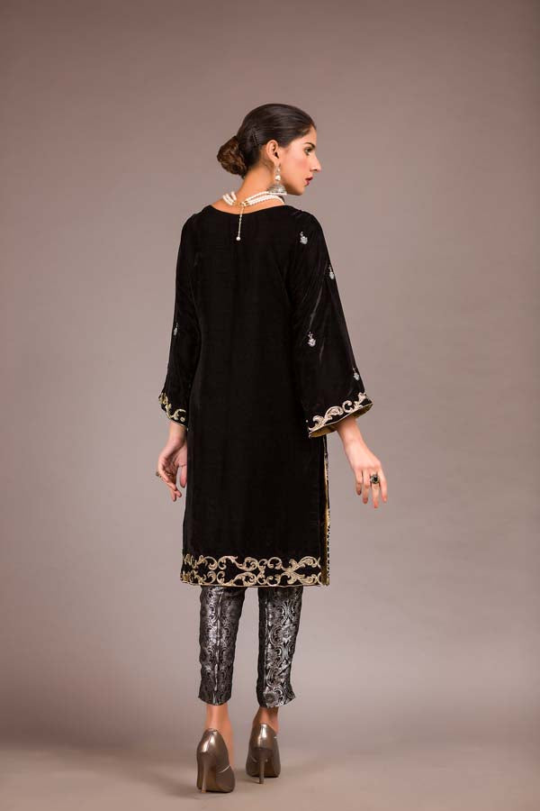 Assembled - Embroidered Velvet Unstitch Kurti