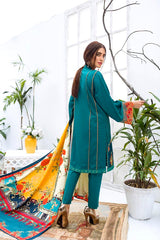 Emerald - Embroidered Viscose with Cotail Shawl (2 Piece)