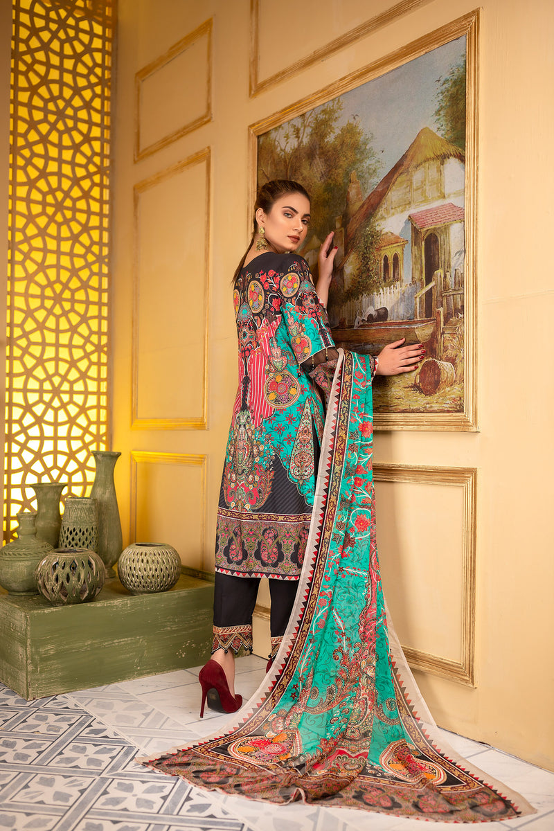 Balsamic - Digital Printed and Embroidered Suvic Lawn 3PC