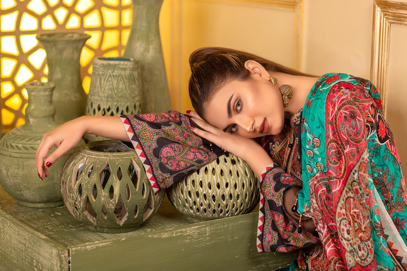 Balsamic - Digital Printed and Embroidered Suvic Lawn 3PC