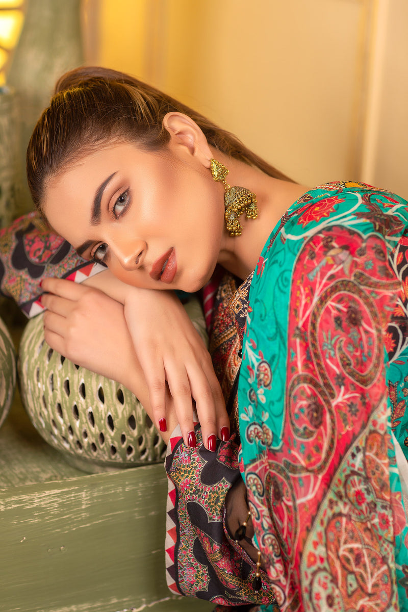 Balsamic - Digital Printed and Embroidered Suvic Lawn 3PC