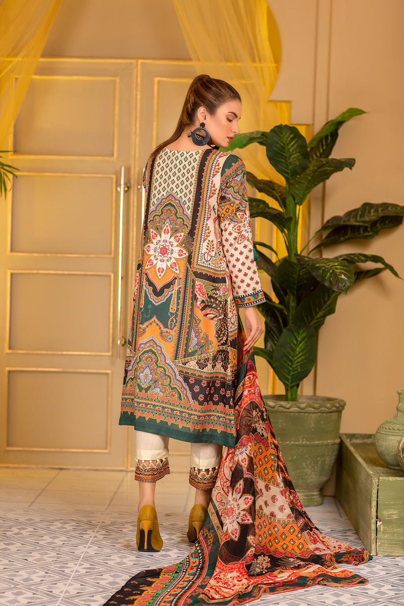 Coherent - Digital Printed and Embroidered Suvic Lawn 3PC