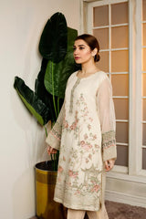 Cloudy White - Hand Embellished Embroidered Organza Shirt