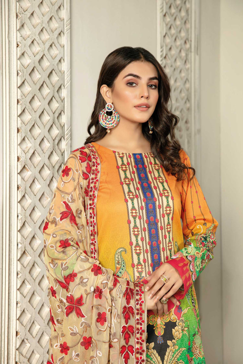 Philip Glow - Digital Printed & Embroidered Lawn 3PC
