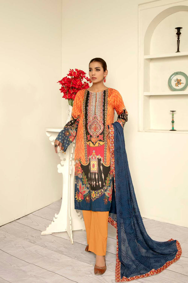 Barium - Digital Printed & Embroidered Lawn