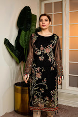 Black - Hand Embellished Embroidered Organza Shirt