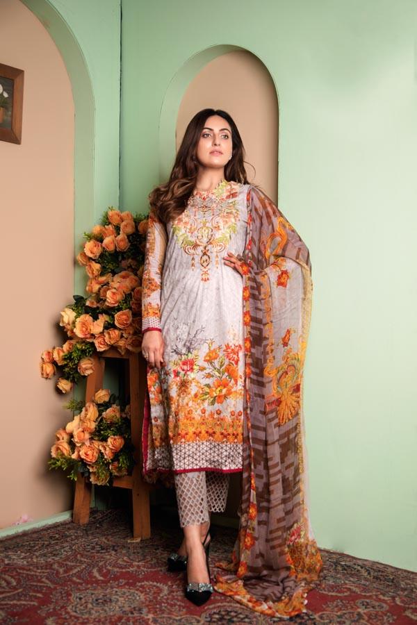 Sapphire -Digital With Chikankari Lawn Unstitched 3 Piece