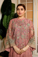 ORIENTAL PINK - HAND EMBELLISHED EMBROIDERED ORGANZA STITCHED