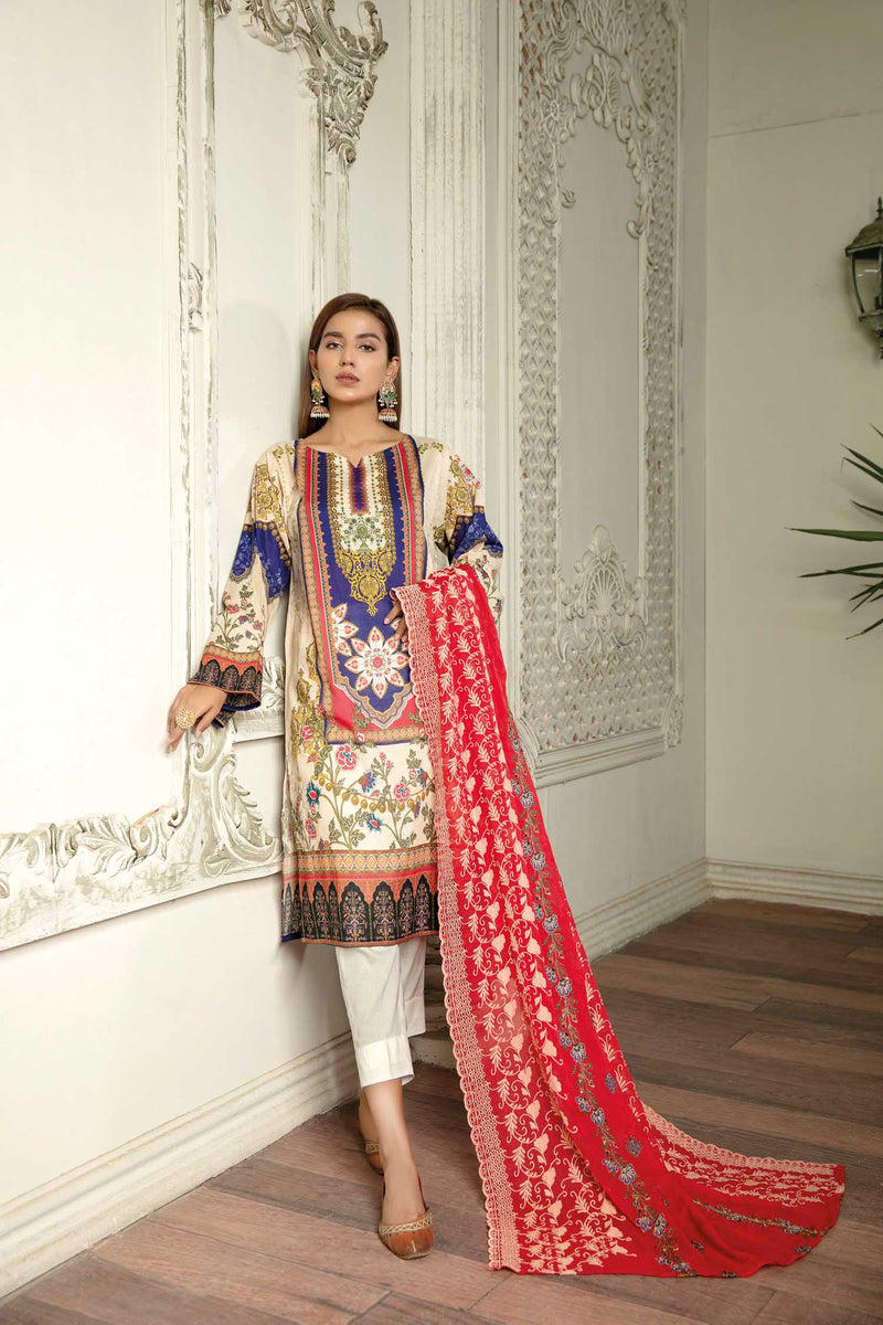 Tribe  - Digital Printed & Embroidered Lawn 3PC