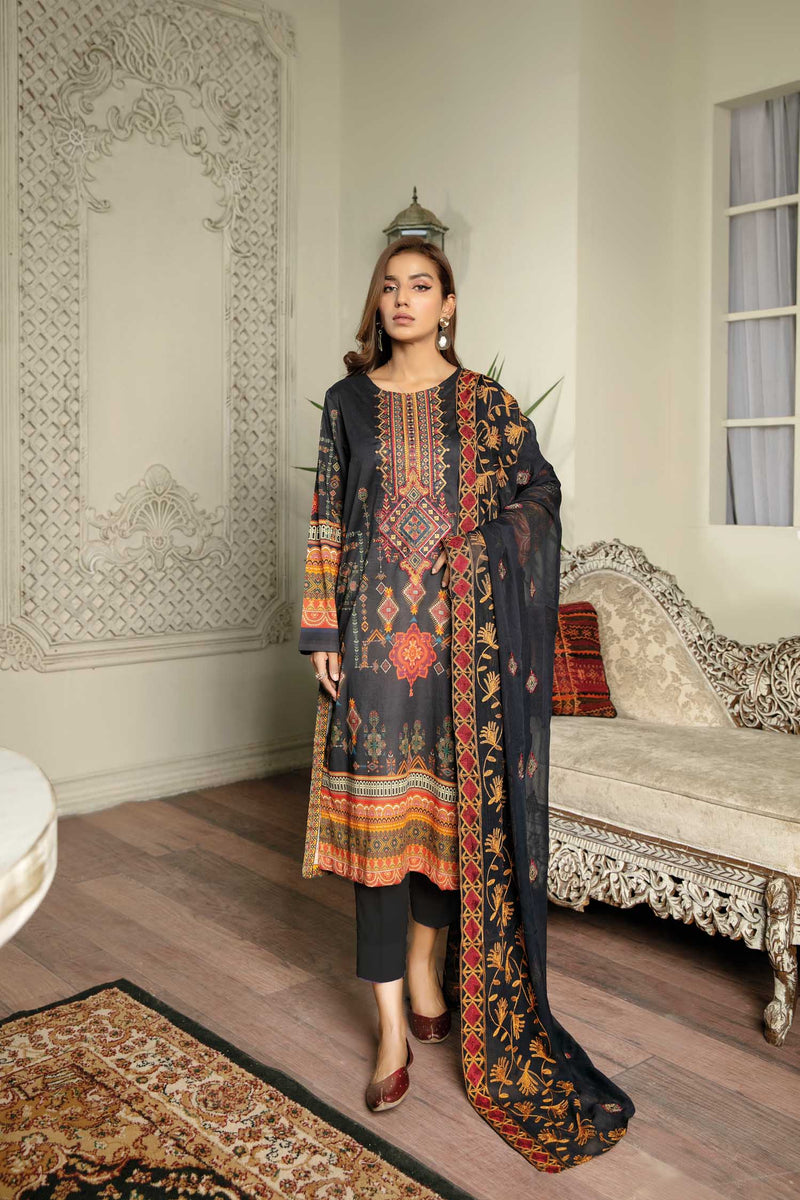 Retrin - Digital Printed & Embroidered Lawn 3 piece