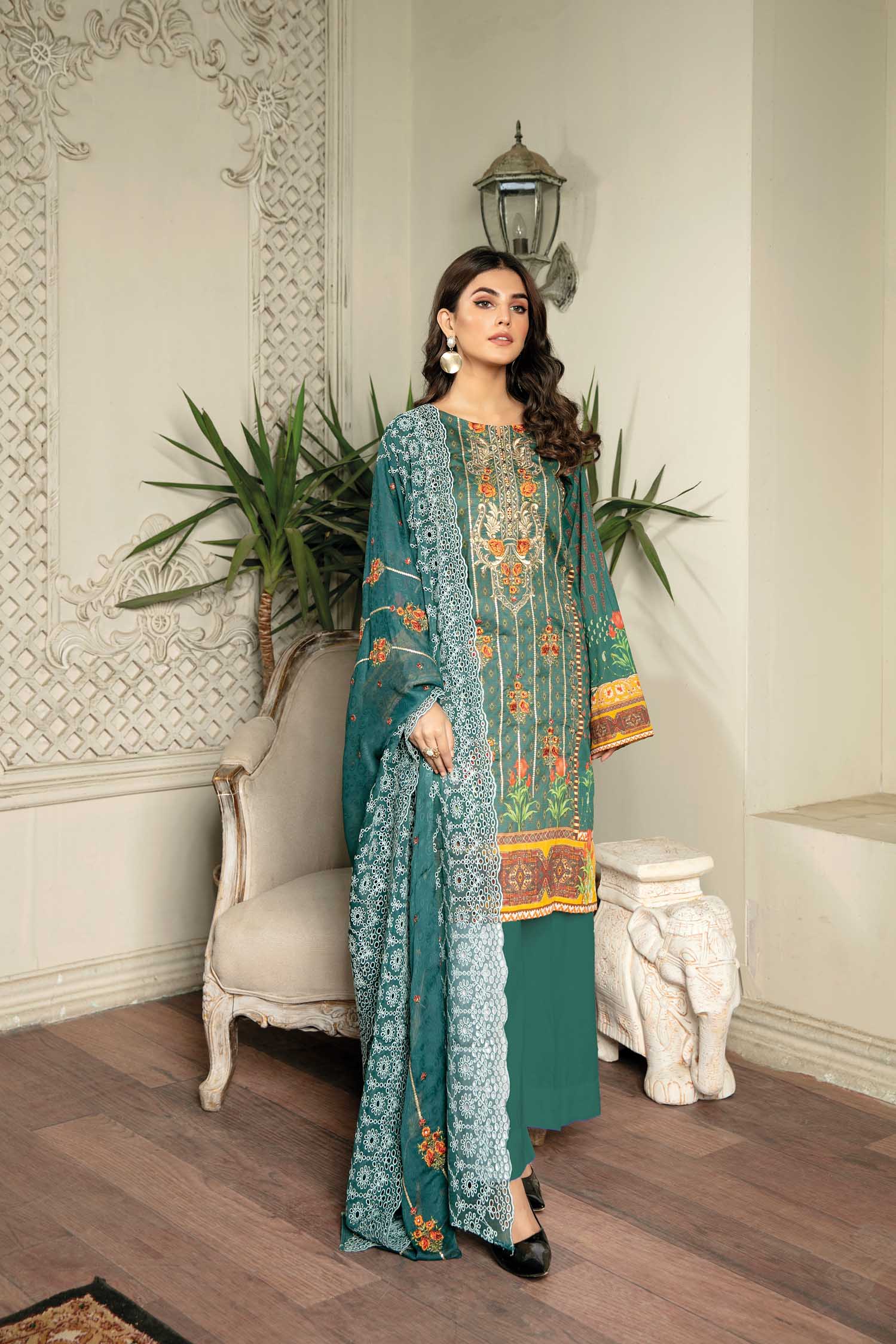 Shedal - Digital Printed & Embroidered Lawn 3 piece