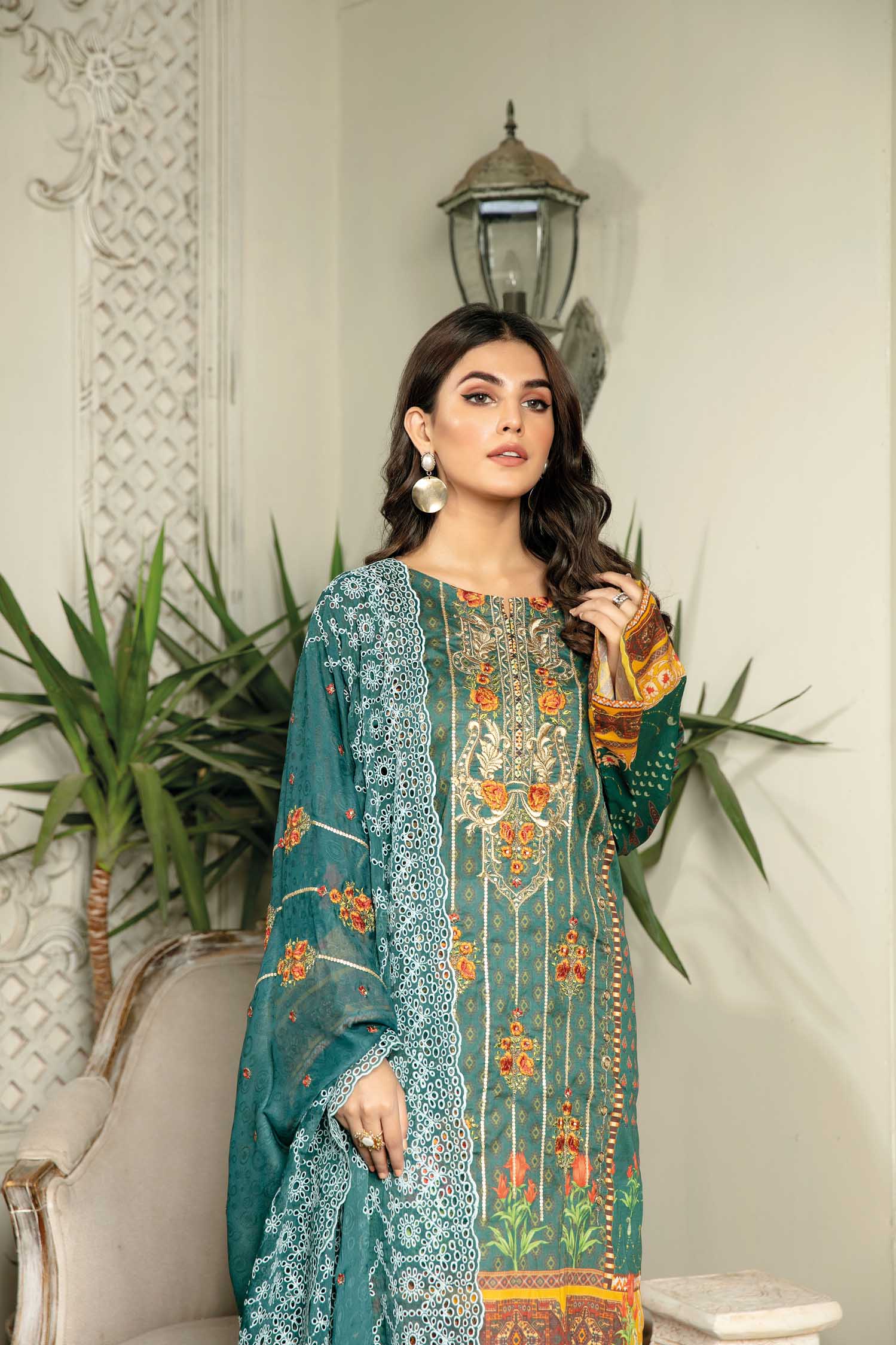 Shedal - Digital Printed & Embroidered Lawn 3 piece