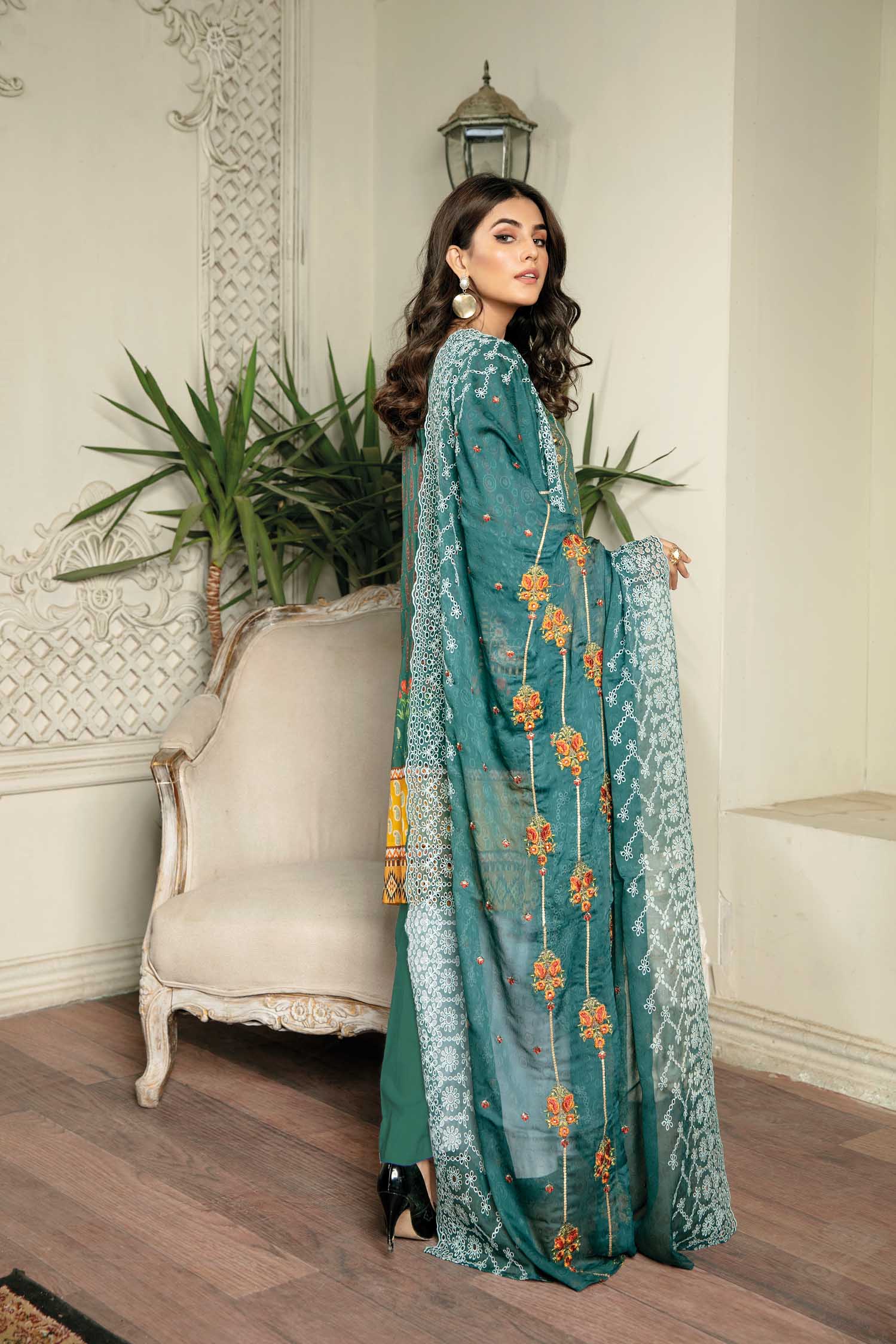 Shedal - Digital Printed & Embroidered Lawn 3 piece