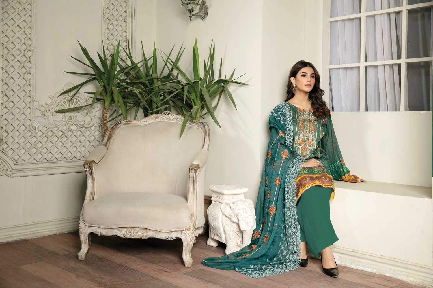 Shedal - Digital Printed & Embroidered Lawn 3 piece