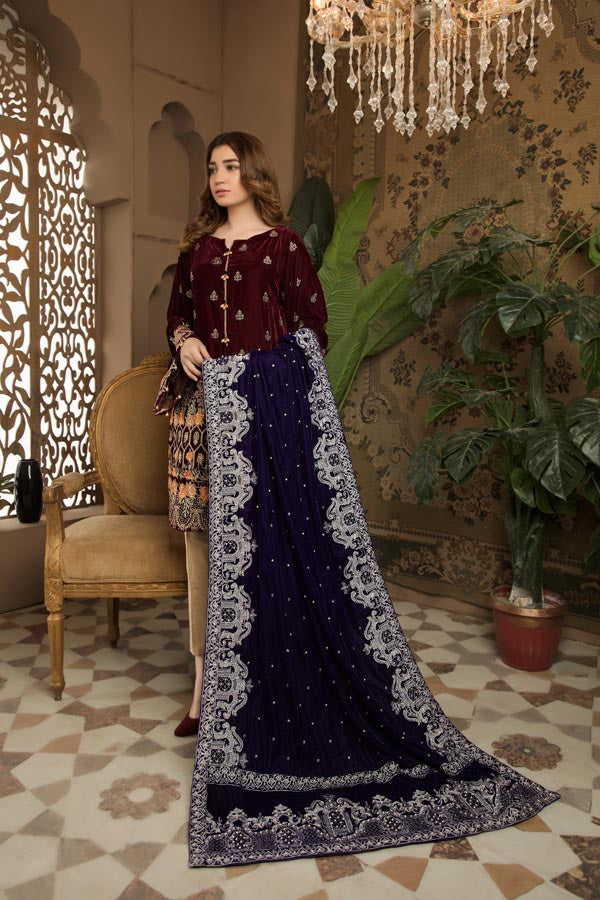 Banu - Hand Embellished Velvet Shawl