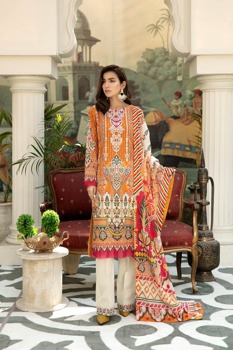 Amber - Digital Printed & Embroidered Lawn 3PC