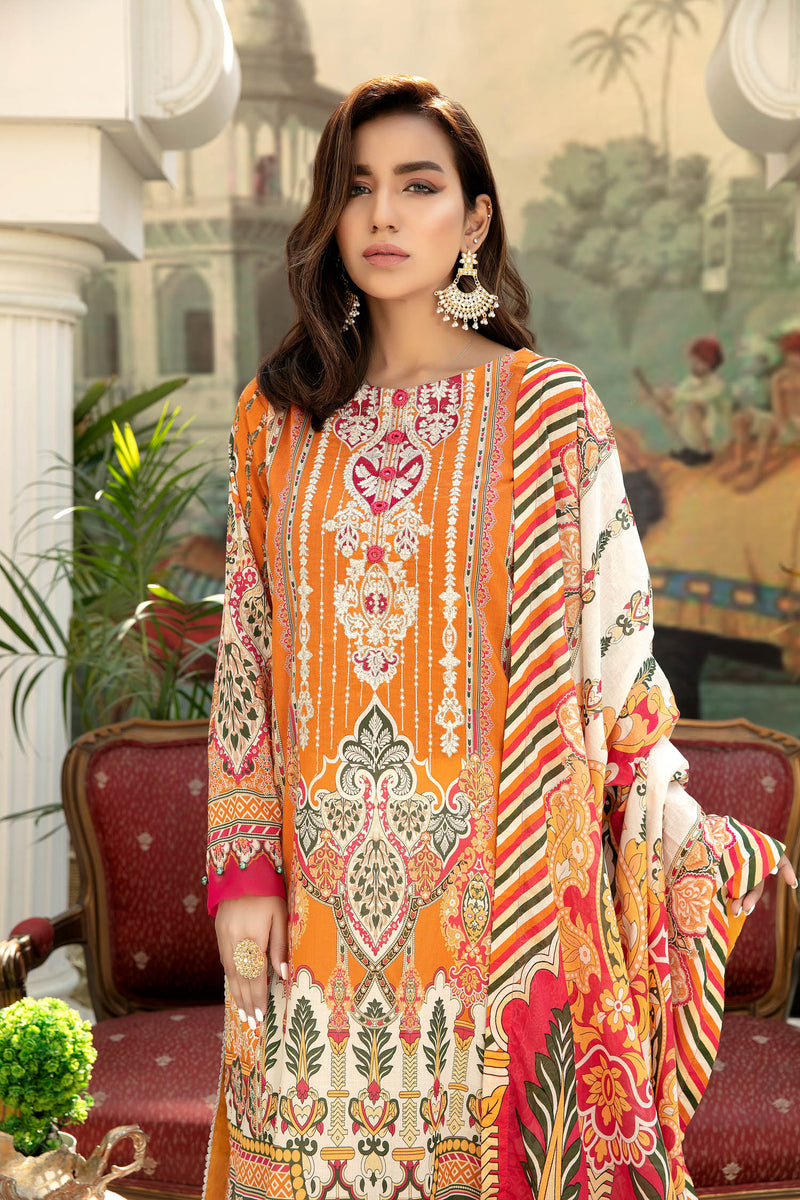 Amber - Digital Printed & Embroidered Lawn 3PC