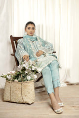 Sapphire - Stitched Embroidered Organza 3PC