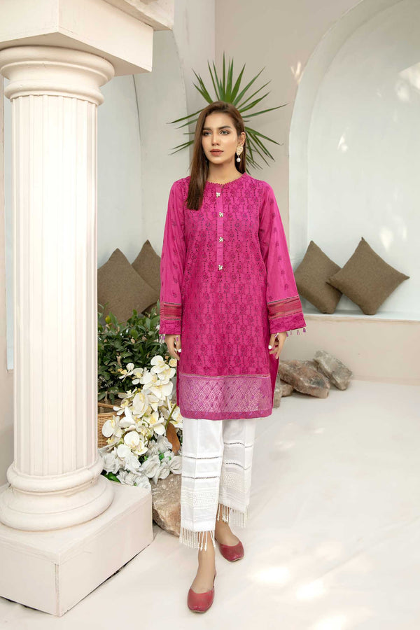 Pink Winsome - Embroidered Schiflli Lawn Stitched