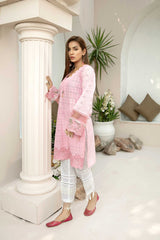 Warm Pink - Embroidered Schiflli Lawn Stitched