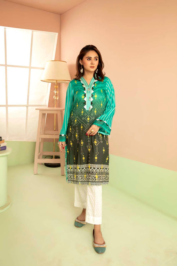 Aqua Deep - Printed Stitch Kurti