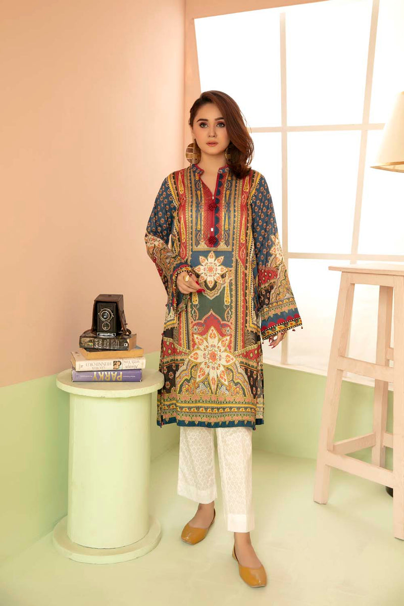 Spring Charcoal - Printed Stitch Kurti