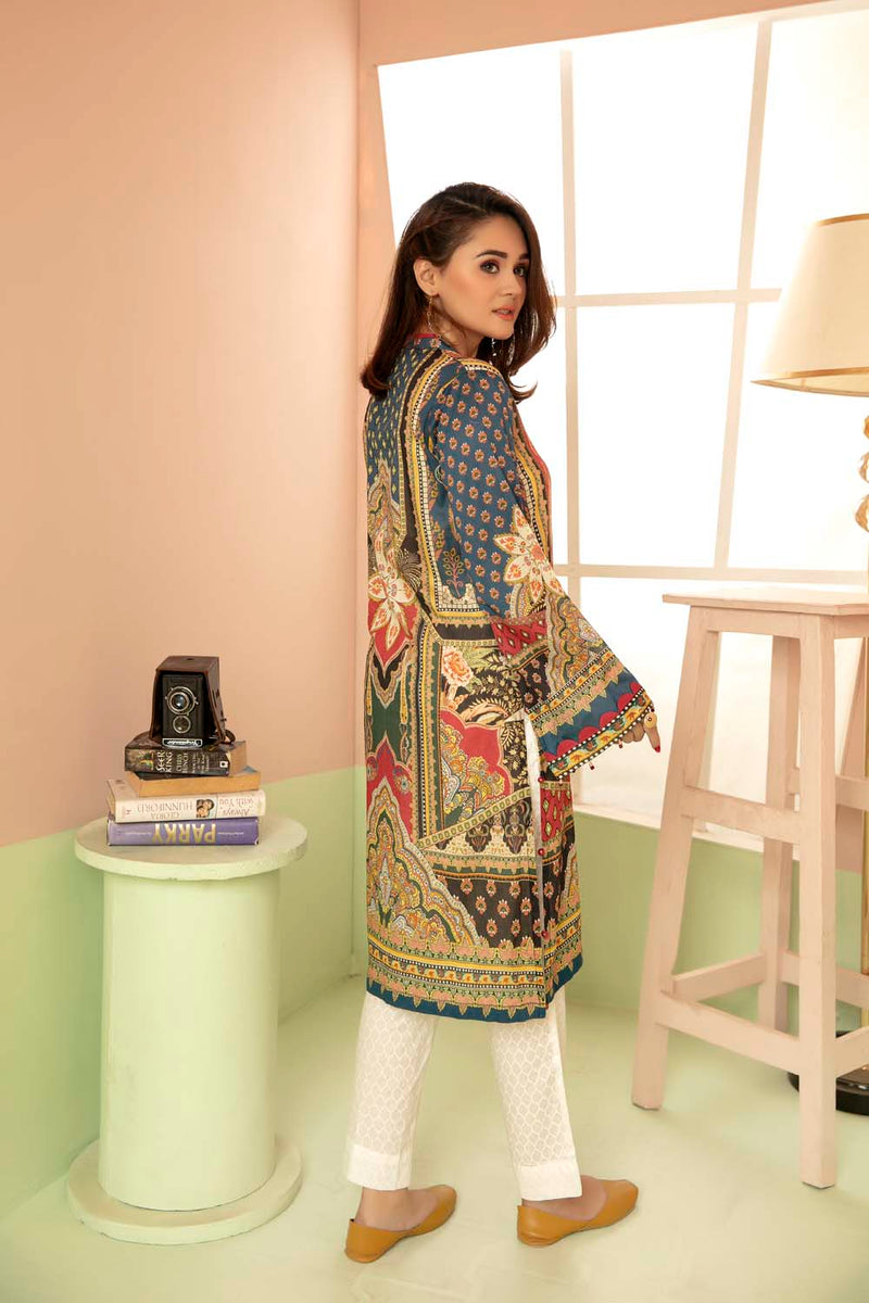 Spring Charcoal - Printed Stitch Kurti