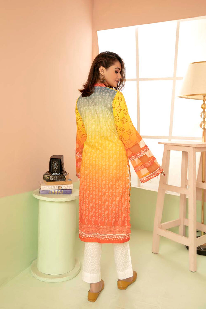 Pastel Orange - Printed Stitch Kurti