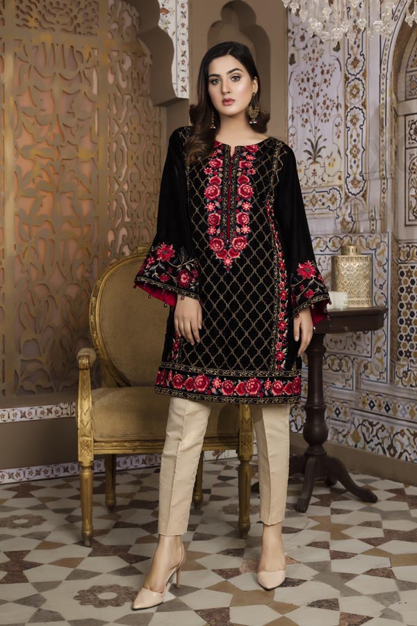 Black 02 -  Embroidered Velvet Un Stitched (2 Piece)