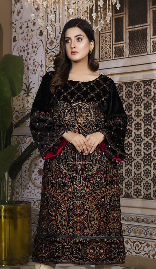 Black 03 -  Embroidered Velvet Un Stitched (2 Piece)