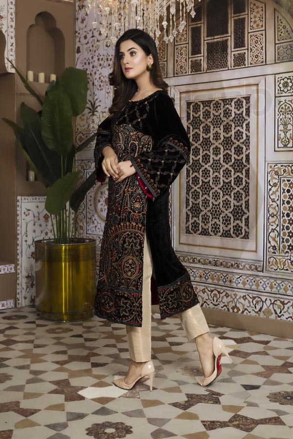 Black 03 -  Embroidered Velvet Un Stitched (2 Piece)