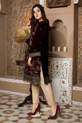 Brown 01 -  Embroidered Velvet Un Stitched (2 Piece)