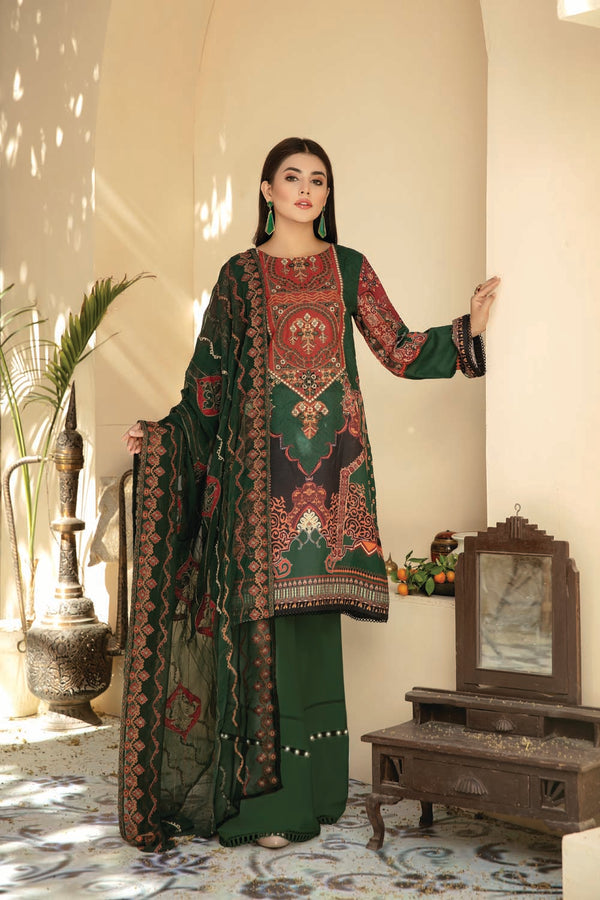 Groswer - Digital Printed And Embroidered Suvic Lawn