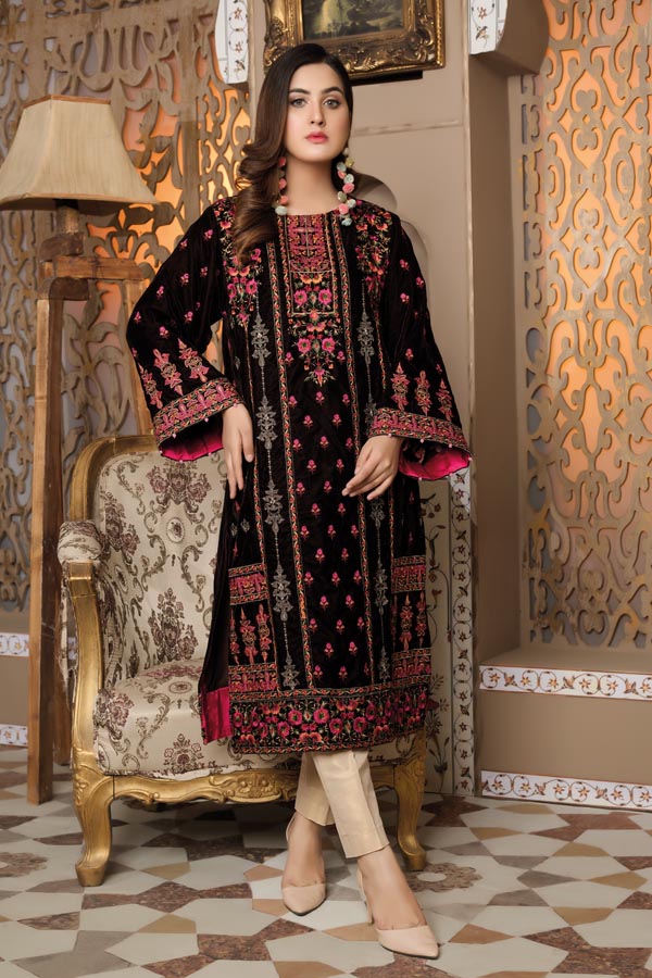 Black 05 -  Embroidered Velvet Un Stitched (2 Piece)