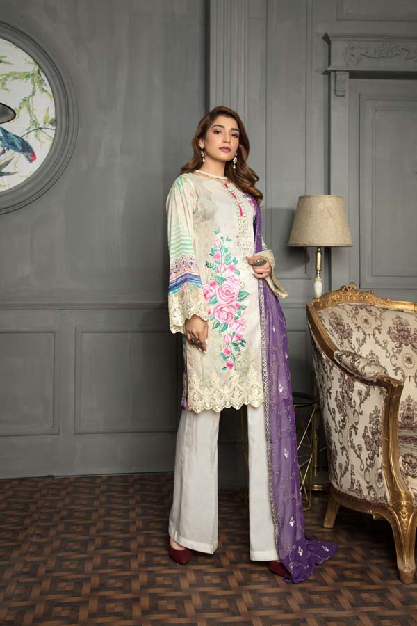 BANEBERRY - Digital Printed and Embroidered Lawn