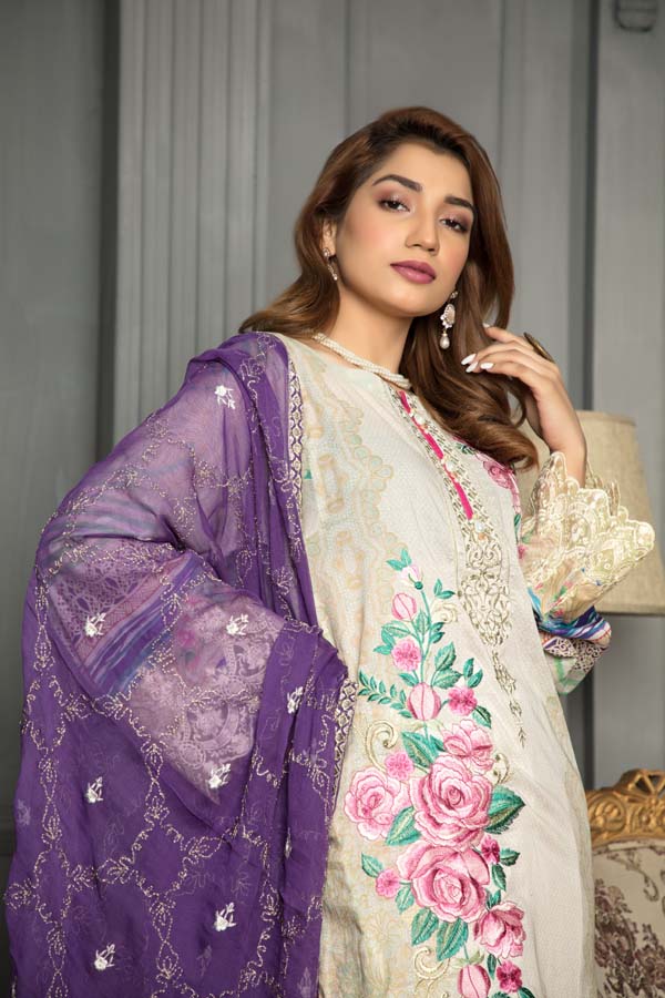 BANEBERRY - Digital Printed and Embroidered Lawn
