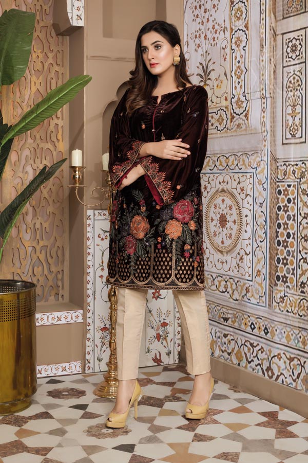 Black 03 -  Embroidered Velvet Un Stitched (2 Piece)
