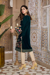 Bottle Green 02 -  Embroidered Velvet Un Stitched (2 Piece)