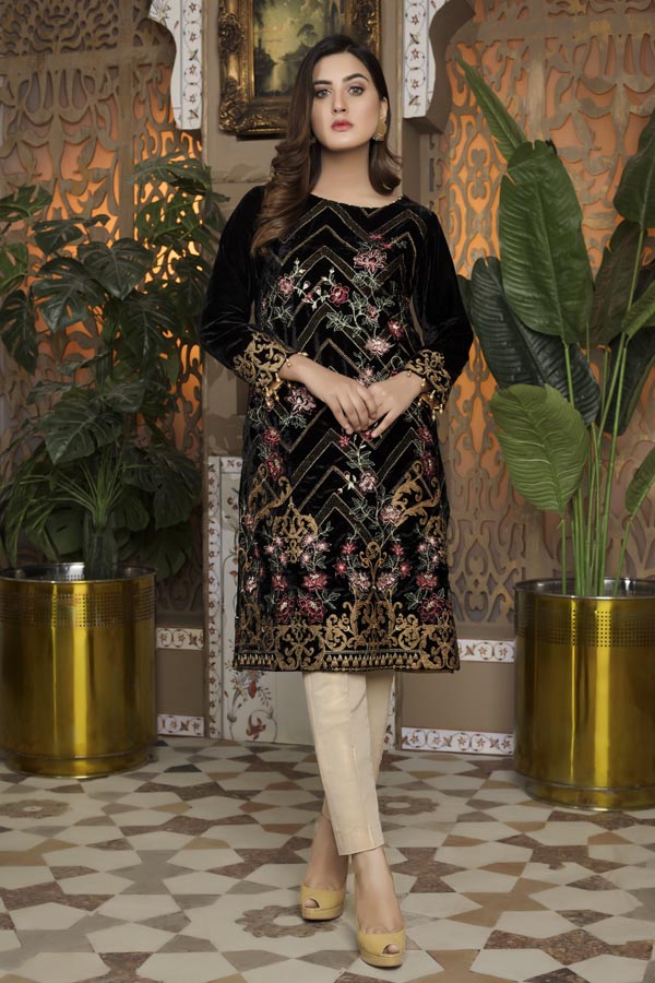 Black 05 -  Embroidered Velvet Un Stitched (2 Piece)
