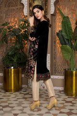 Black 05 -  Embroidered Velvet Un Stitched (2 Piece)